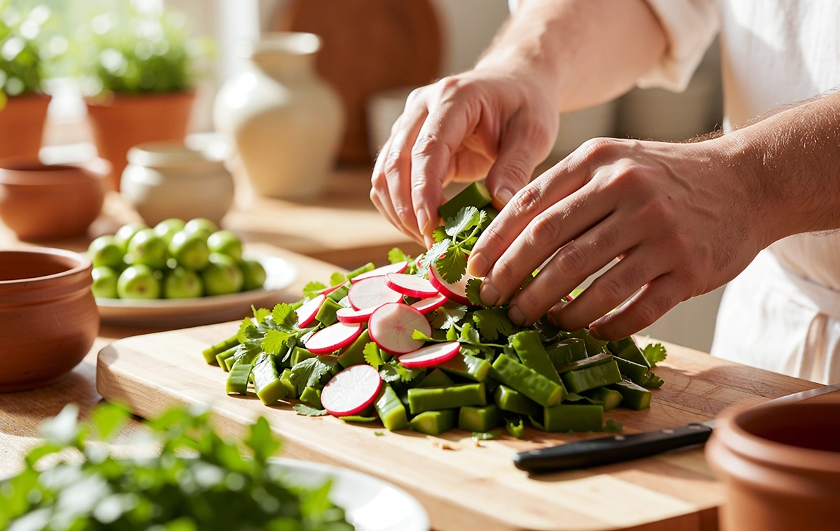 Verduras frescas en cocina mexicana
